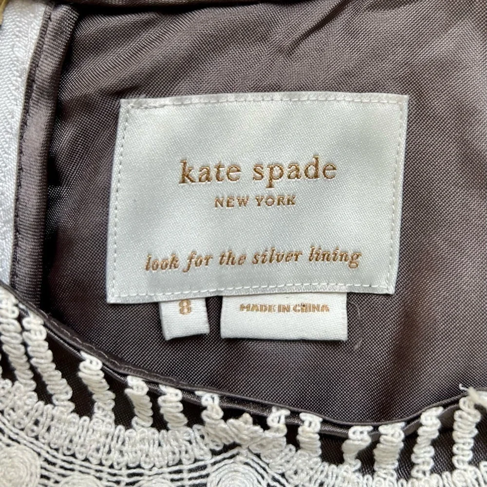 Kate Spade Virginia Ivory Lace Shift White Mini Dress Scalloped Short Sleeve 8